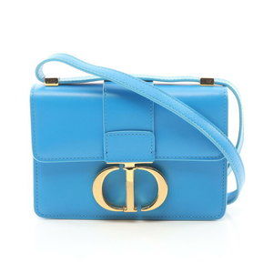 Christian Dior MONTAIGNE Shoulder Bag Leather Blue